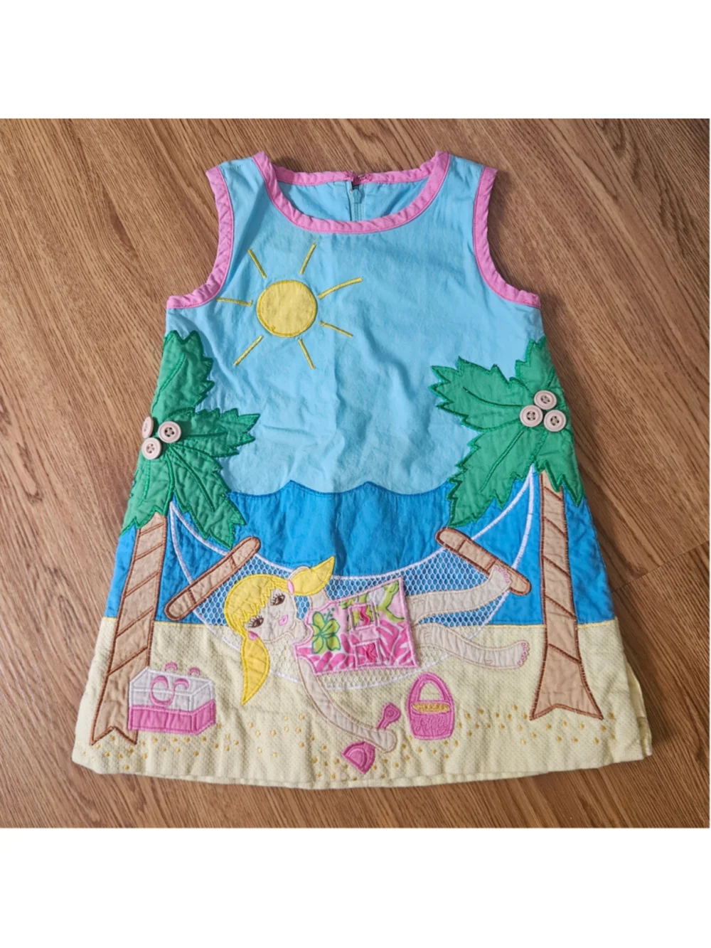 Vintage Lilly Pulitzer Beach Applique Resort '05 Sleeveless Dress Girls 2T